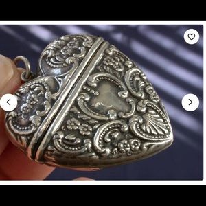 Vintage antique sterling silver big heart locket pendant